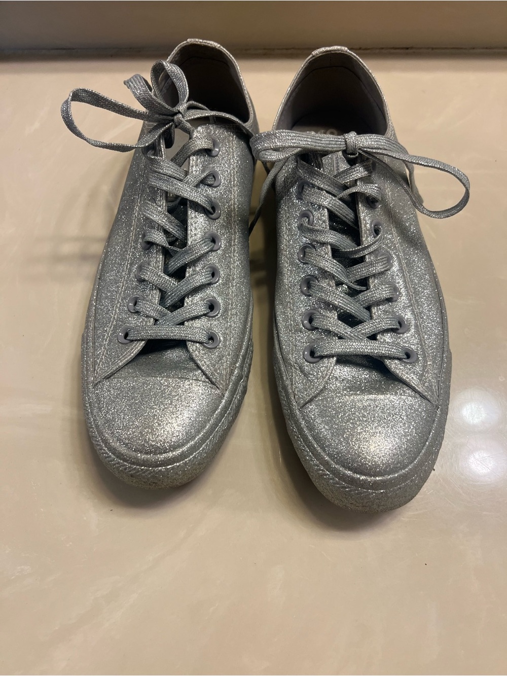 Converse  Chuck Taylor All Star Silver Glitter Sneakers Men's 9, Women 11 - Picture 9 of 12